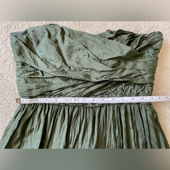 J.Crew Crinkled 100% silk Arabelle dress. Dark green size 10 - Picture 10 of 12